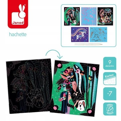 Zestaw Do zdrapywania Konie i jednorożce Janod 7+