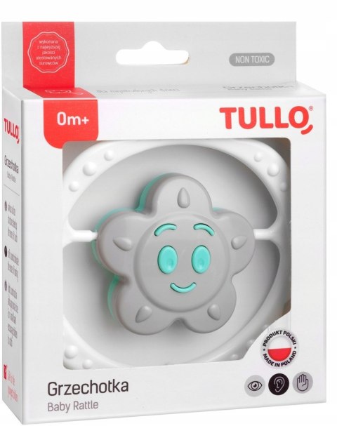 Grzechotka Sensoryczna Kwiatek Miętowo Szary Tullo
