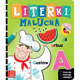 Literki Malucha Uczę się koloruję naklejam Aksjomat