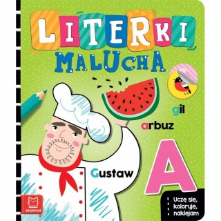 Literki Malucha Uczę się koloruję naklejam Aksjomat