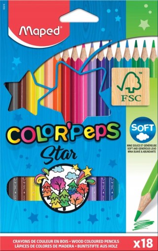 Maped Kredki Colorpeps Star trójkątne 18 kolorów