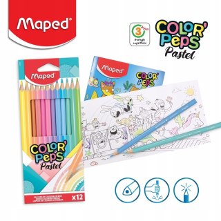 Kredki Pastelowe trójkątne 12 kolorów Maped