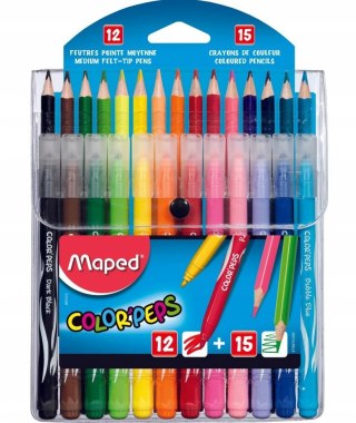 Zestaw Kredki 15 kolorów + 12 flamastrów Maped