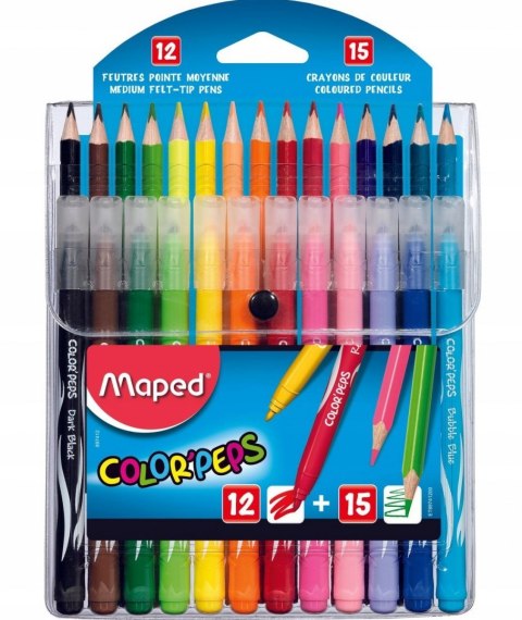 Zestaw Kredki 15 kolorów + 12 flamastrów Maped