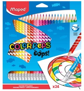 Maped Kredki 24 Colorpeps Oops trójkątne z gumką