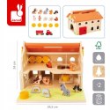 Drewniana farma z otwieranym dachem i figurkami 2+ Janod