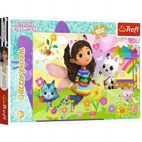 Puzzle 100 Brokatowa Gabby Koci Domek Gabi 14832 Trefl Brokatowe