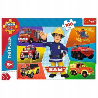 Puzzle 100 elementów Pojazdy Strażaka Sama 16354 Trefl Strażak Sam