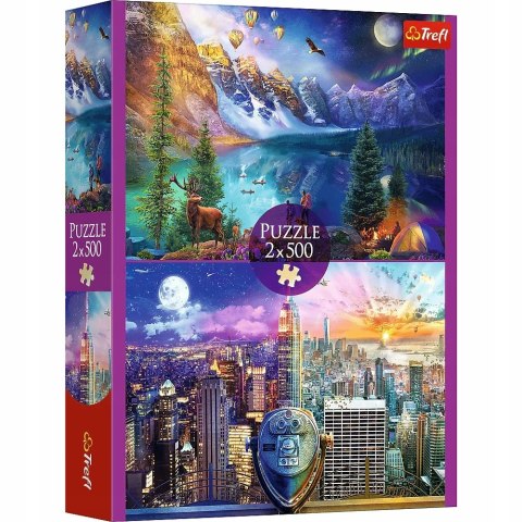 Puzzle 2x500 elementów Wycieczka po Ameryce 37500 Trefl 2w1