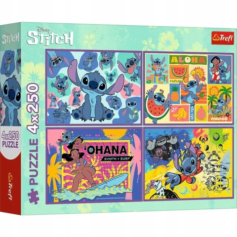 Puzzle 4x250 elementów Niezwykły Stitch Disney Lilo & Stitch Trefl 13311