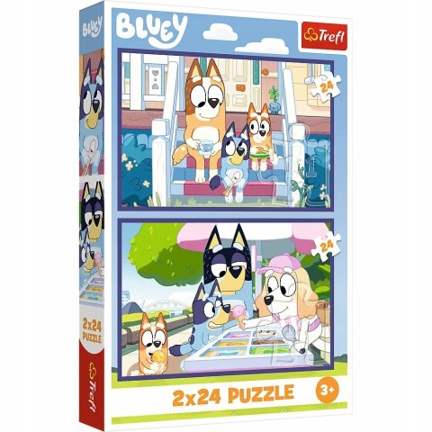 Puzzle Bluey 2 x 24 elementów 2w1 Zabawna Bluey 34446 Trefl 3+