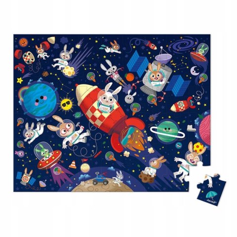 Puzzle w Walizce Rakieta Kosmiczna 54 elementy 5+ Janod J02545