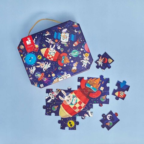 Puzzle w Walizce Rakieta Kosmiczna 54 elementy 5+ Janod J02545