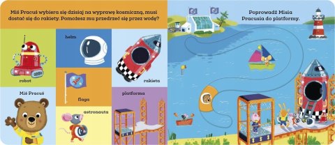 Miś Pracuś Przesuń Paluszkiem w Kosmosie Książeczka z ruchomymi elementami
