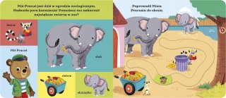 Miś Pracuś Przesuń paluszkiem W zoo Książeczka z ruchomymi elementami