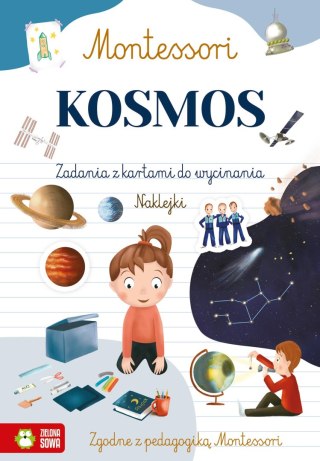 Monstessori Kosmos Zadania z kartami do Wycinania Naklejki Zielona Sowa