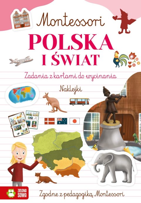 Montessori Polska i świat Zadania z kartami do Wycinania Zielona Sowa