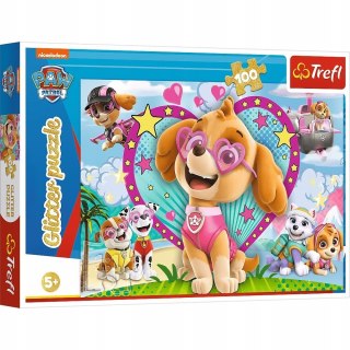 Puzzle 100 elementów Psi Patrol Brokatowe Skye 14818 Trefl