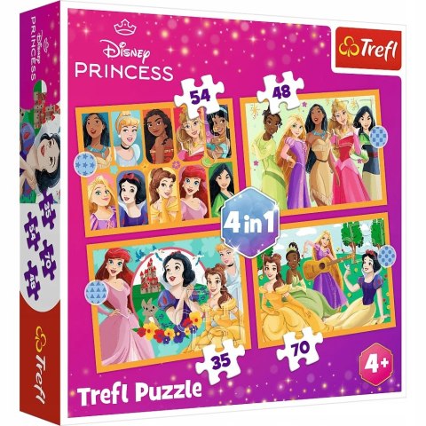 Puzzle 4w1 Bajkowe historie Disney Księżniczki Princess 34651 Trefl 4+