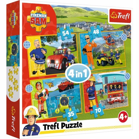 Puzzle 4w1 Strażak Sam 34387 Trefl 3+ Odważny Sam