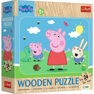 Puzzle drewniane Świnka Peppa 24 elementów Poznaj uroczą Peppą Trefl