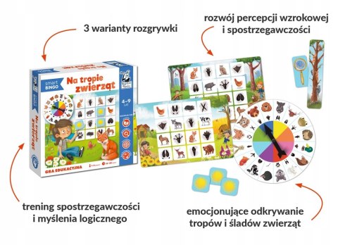 Gra planszowa Na tropie zwierząt Smart bingo Kapitan Nauka edukacyjna