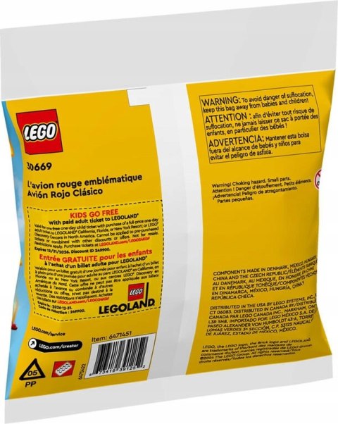 Lego Creator 30669 Kultowy czerwony samolot 3w1