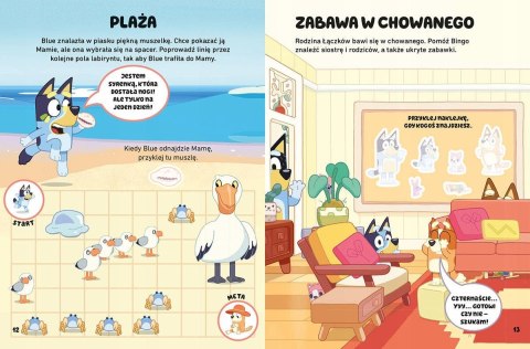 Oto Bluey! Zabawy i zadania z naklejkami Blue Łamigłówki Zadania Harperkids