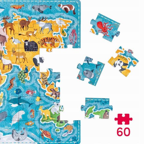 Puzzle Puzzlove Czuczu Zwierzęta Mapa Świata 60 el