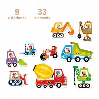 Puzzle progresywne Pojazdy na budowie 2+ Czuczu