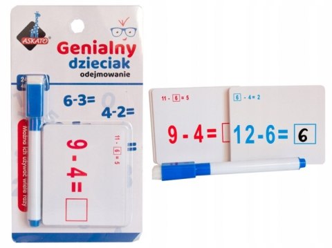 Zabawka edukacyjna Askato Genialny dzieciak Fiszki arytmetyczne Odejmowanie
