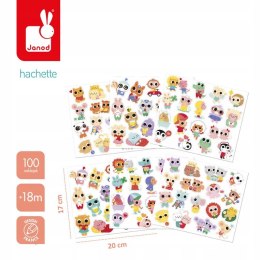 Janod Duże naklejki wielorazowe na arkuszach 100 szt Małe zwierzęta 18m+