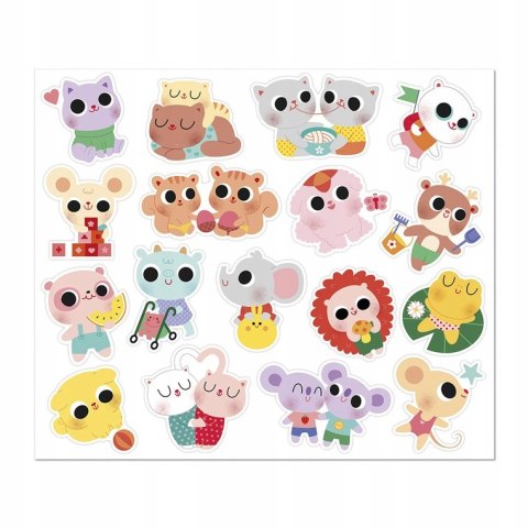 Janod Duże naklejki wielorazowe na arkuszach 100 szt Małe zwierzęta 18m+