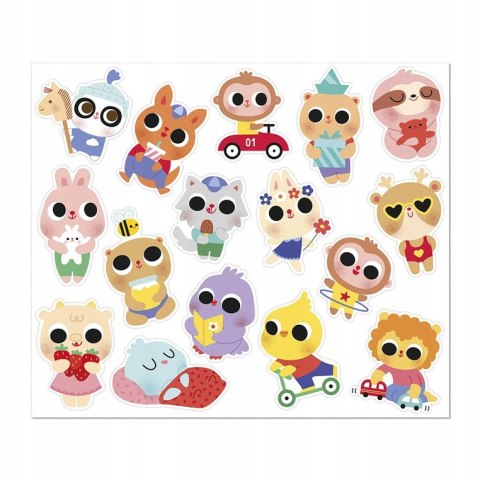 Janod Duże naklejki wielorazowe na arkuszach 100 szt Małe zwierzęta 18m+