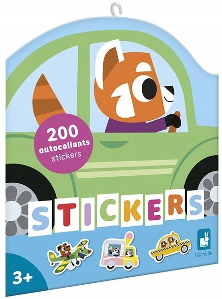 Janod Naklejki wielorazowe na arkuszach 200 szt Pojazdy 3+