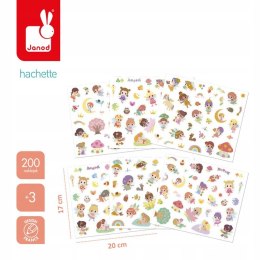 Janod Naklejki wielorazowe na arkuszach 200 szt Wróżki 3+