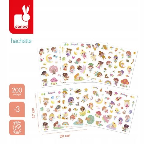 Janod Naklejki wielorazowe na arkuszach 200 szt Wróżki 3+