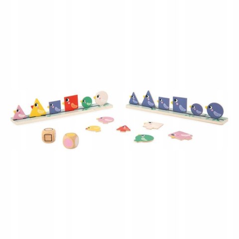 Janod Układanka edukacyjna Sortowanie kształtów kolorów rozmiarów Ptaki 2+