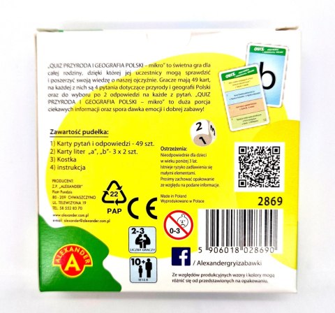 Kieszonkowa Gra Edukacyjna Quiz Przyroda i Geografia Polski Mikro Alexander
