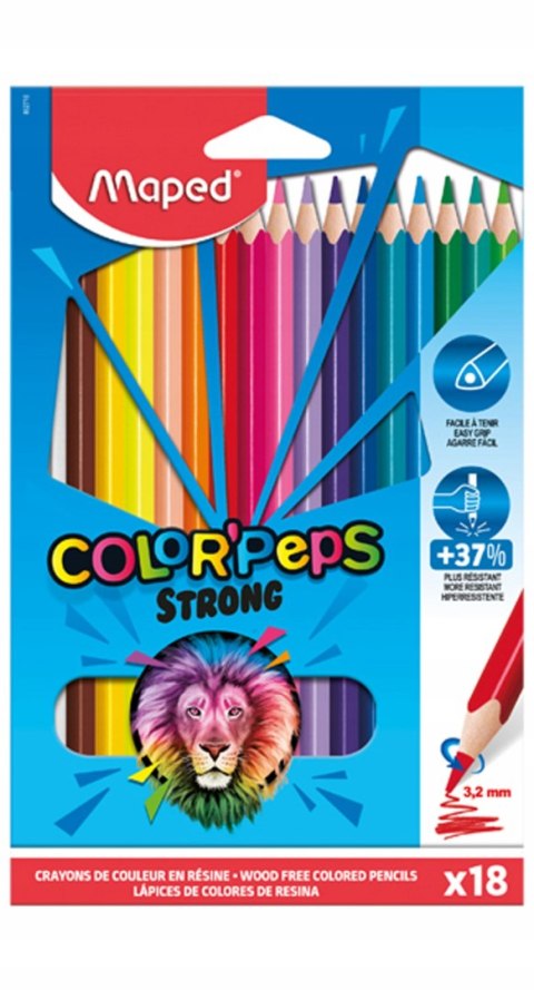 Kredki Colorpeps Strong trójkątne 18 kolorów Maped