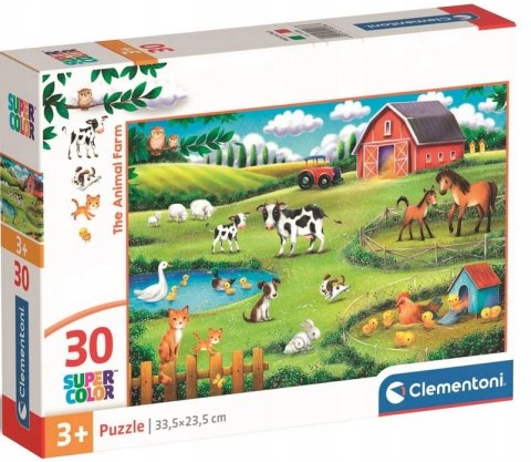 Puzzle 30 elmentów Zwierzęta na farmie 20286 Clementoni Super Kolor 3+