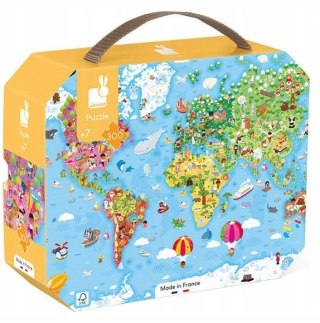 Puzzle w walizce Ogromna mapa świata 300 elementów 7+ Janod