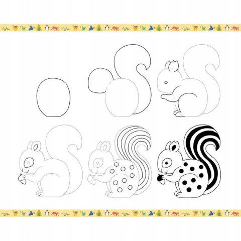 Zestaw Kreatywny Rysowanie Krok po Kroku Zwierzęta 20 Rysunków 7+, Janod