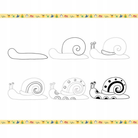 Zestaw Kreatywny Rysowanie Krok po Kroku Zwierzęta 20 Rysunków 7+, Janod