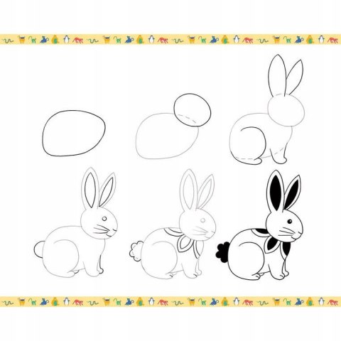 Zestaw Kreatywny Rysowanie Krok po Kroku Zwierzęta 20 Rysunków 7+, Janod