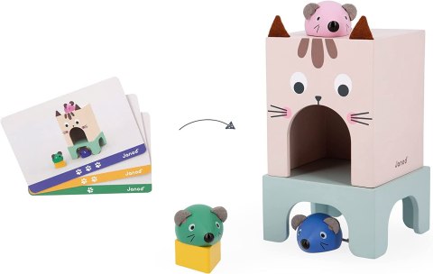 Drewniana Układanka Przestrzenna Kot i mysz Janod