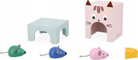 Drewniana Układanka Przestrzenna Kot i mysz Janod