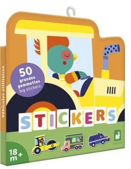 Janod Duże naklejki wielorazowe 50 szt. Pojazdy 18m+