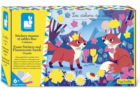 Janod Naklejki piankowe i fluorescencyjne piaski Leśni przyjaciele 6+