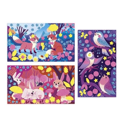 Janod Naklejki piankowe i fluorescencyjne piaski Leśni przyjaciele 6+